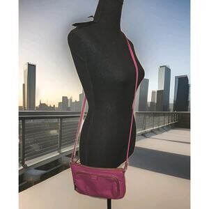 Fossil Fushia Pink Leather Crossbody Handbag 9x5.5